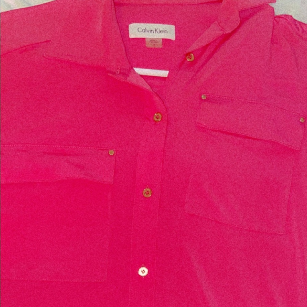 - Pink Calvin Klein Button up Dress